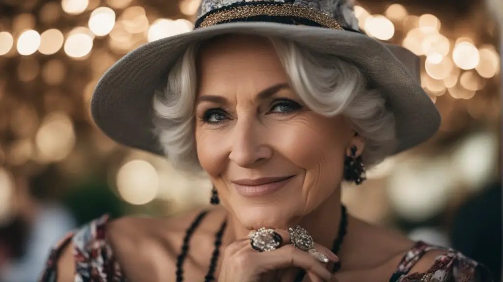 mujer con bonitos accesorios a los 50 años