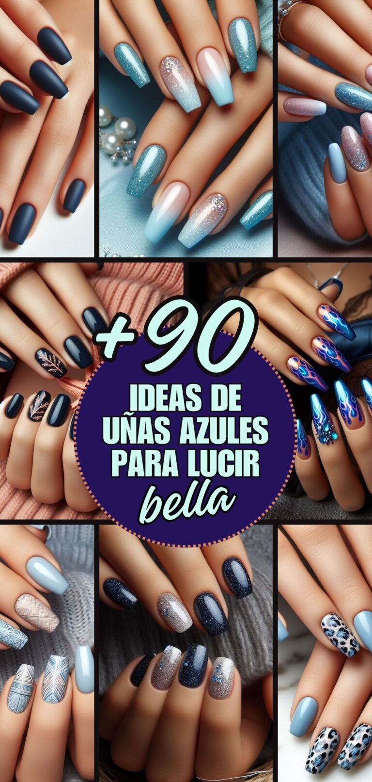 ideas de uñas azules