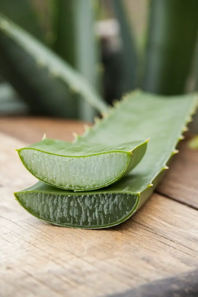 Gel de aloe vera fresco en una hoja de planta