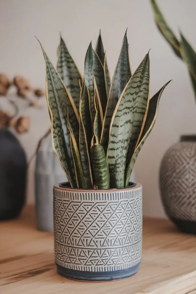 Lengua de suegra en una maceta decorativa