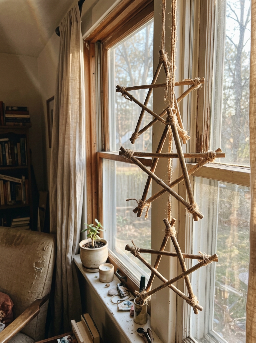 Estrellas con palitos de madera - adorno navideño reciclado