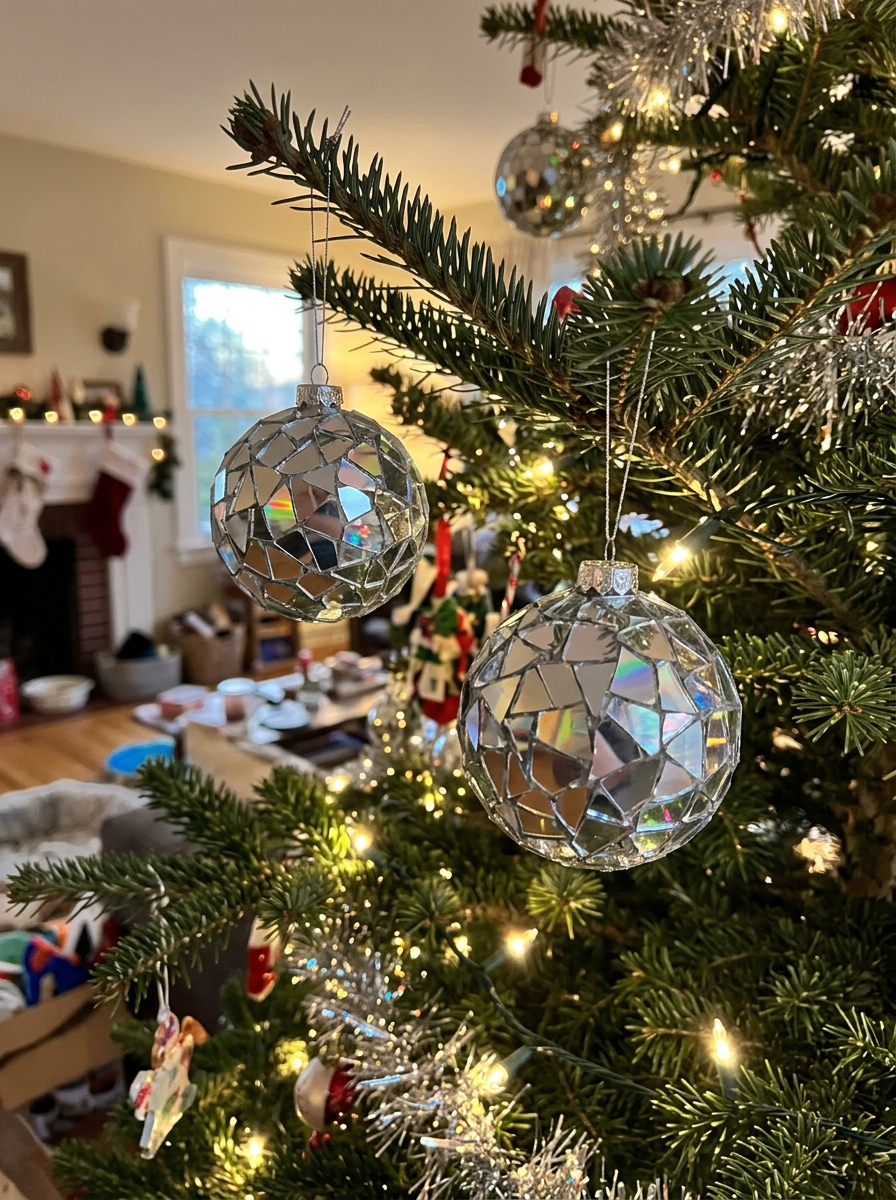 Bolas de Navidad con CDs rotos - adorno navideño reciclado