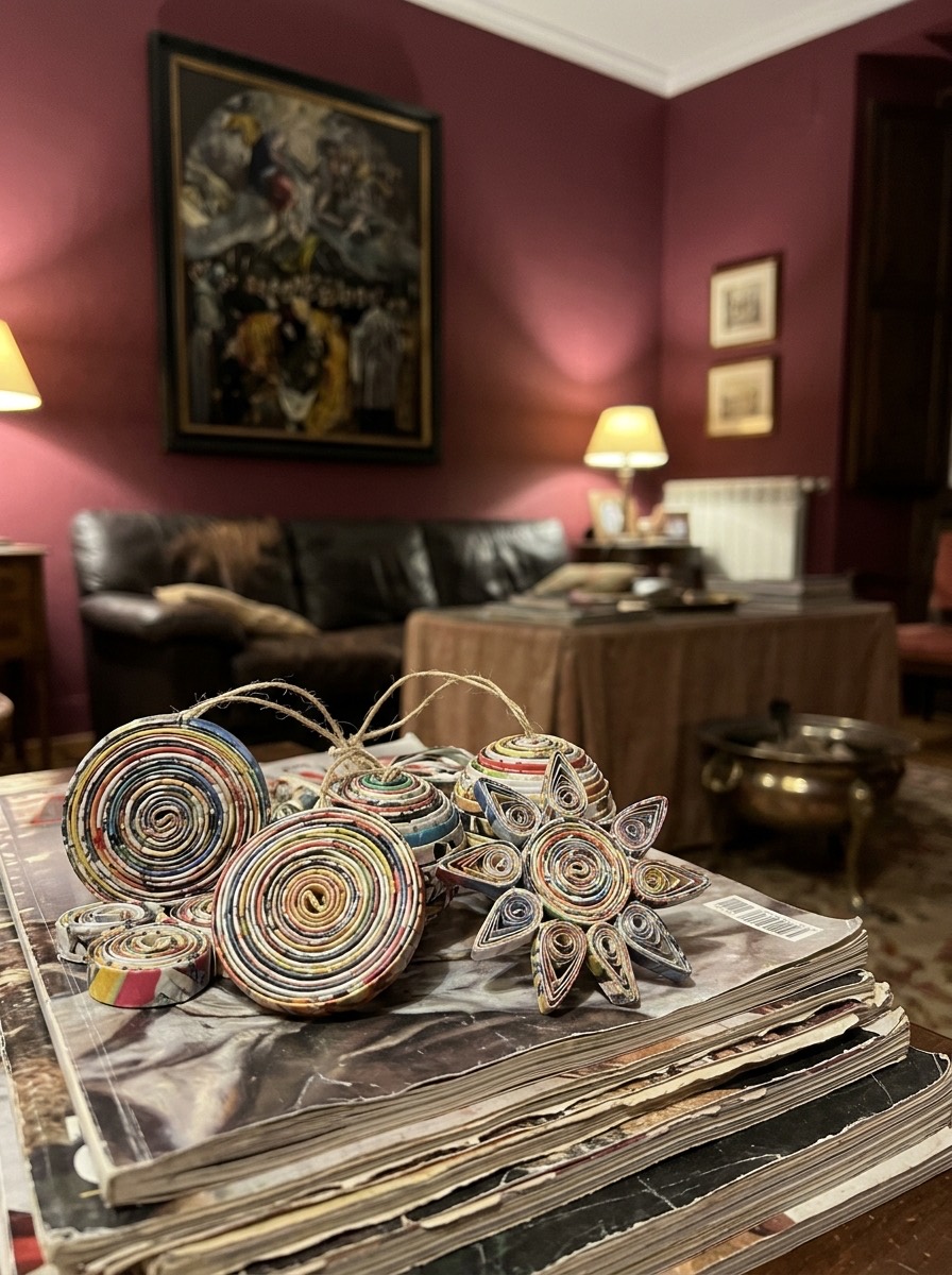 Bola de Navidad casera: bolas de papel de revista