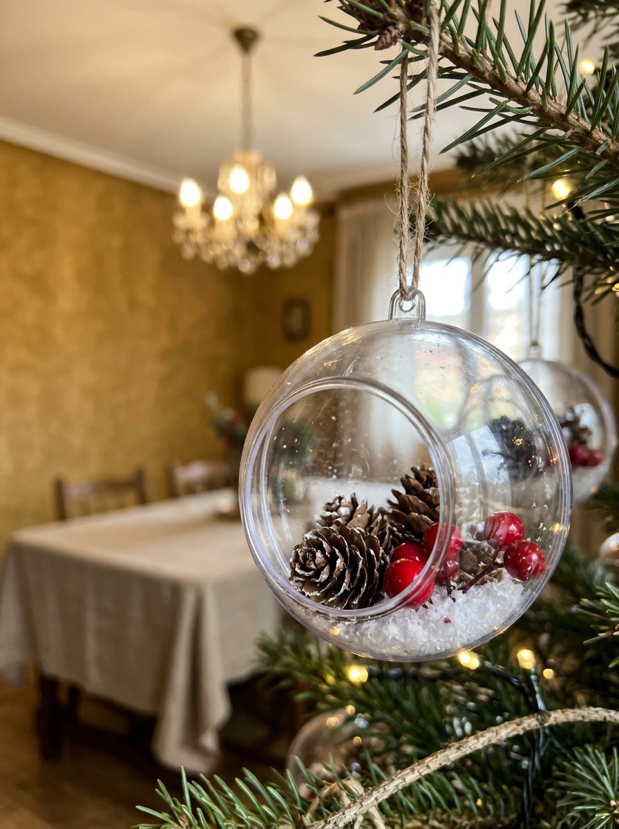 Bola de Navidad casera: bolas transparentes rellenas