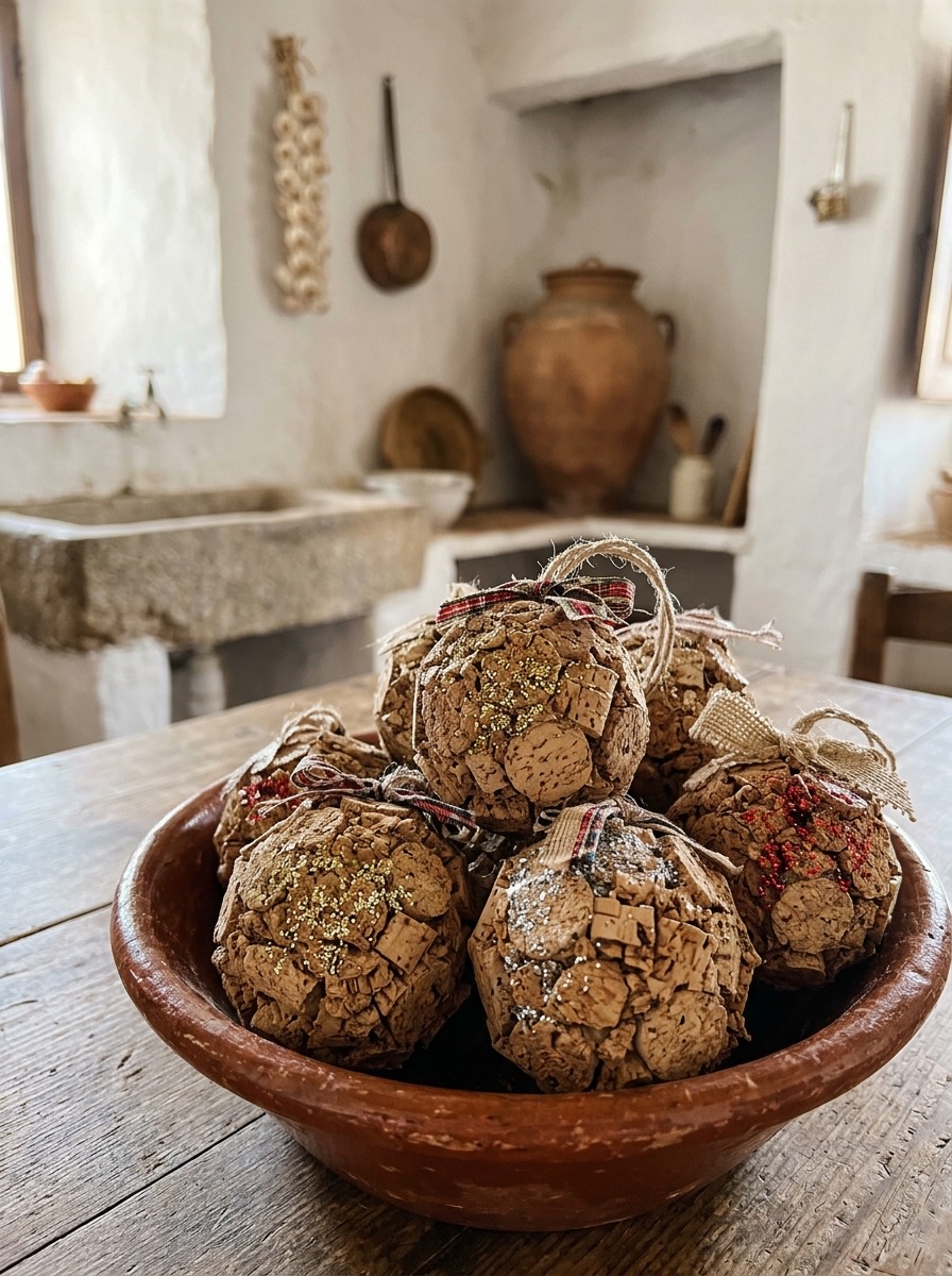 Bola de Navidad casera: bolas de corcho