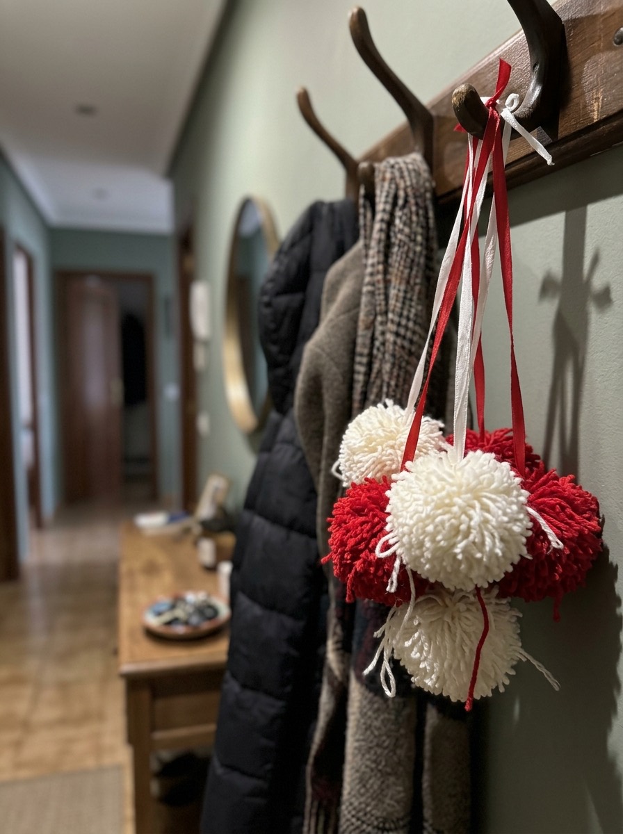 Bola de Navidad casera: bolas de pompones