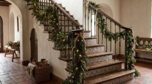 12 ideas para decorar las escaleras en Navidad con guirnaldas y luces
