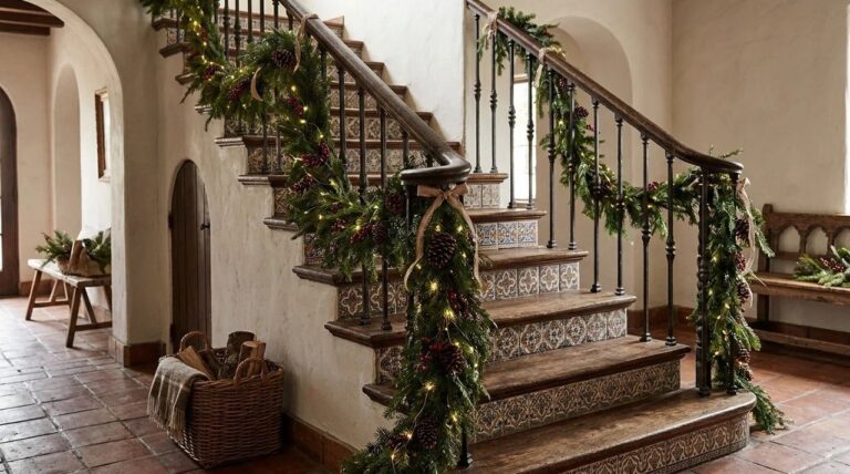 12 ideas para decorar las escaleras en Navidad con guirnaldas y luces