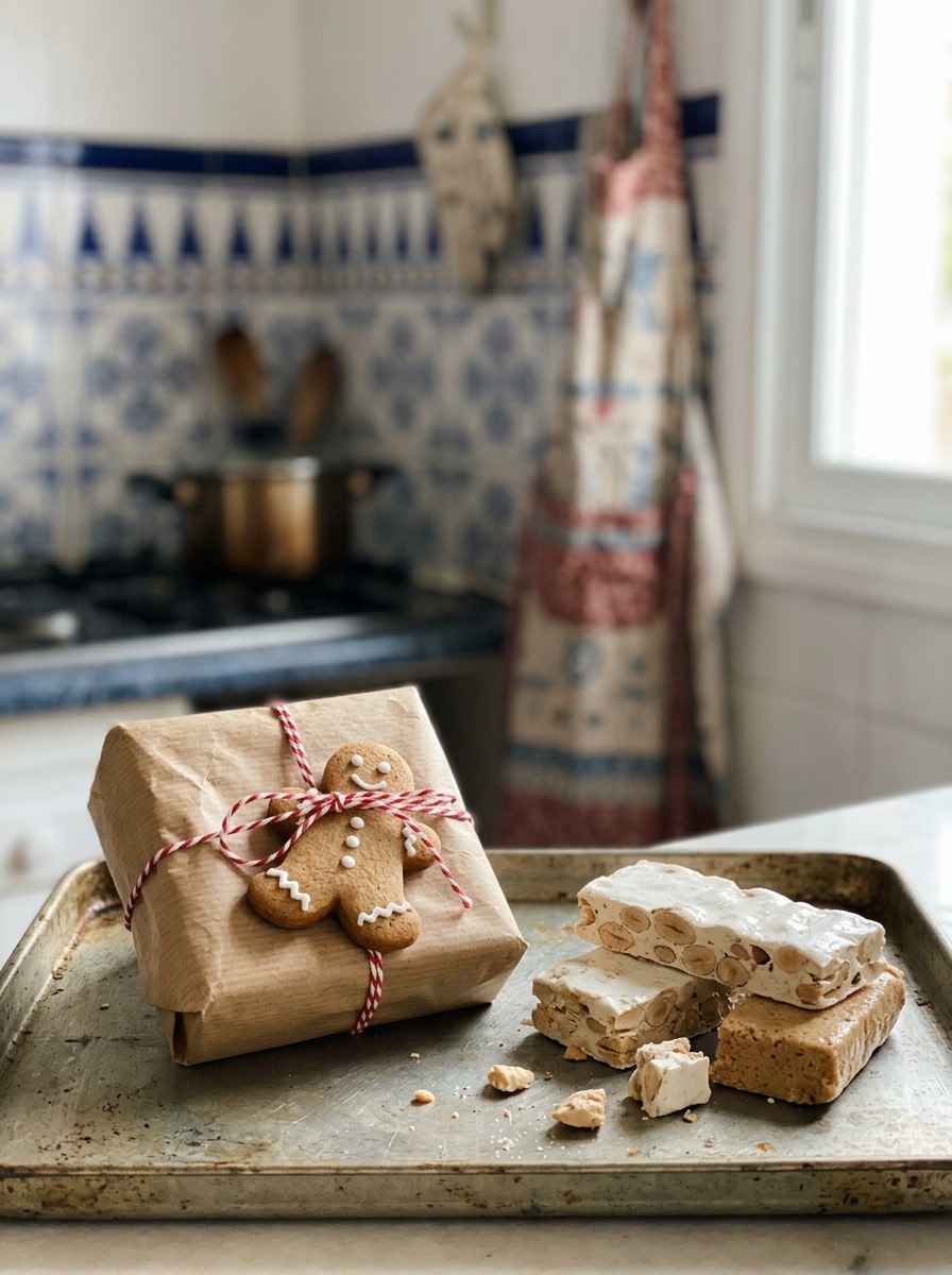 Idea para envolver regalos de Navidad: galleta de jengibre atada al paquete