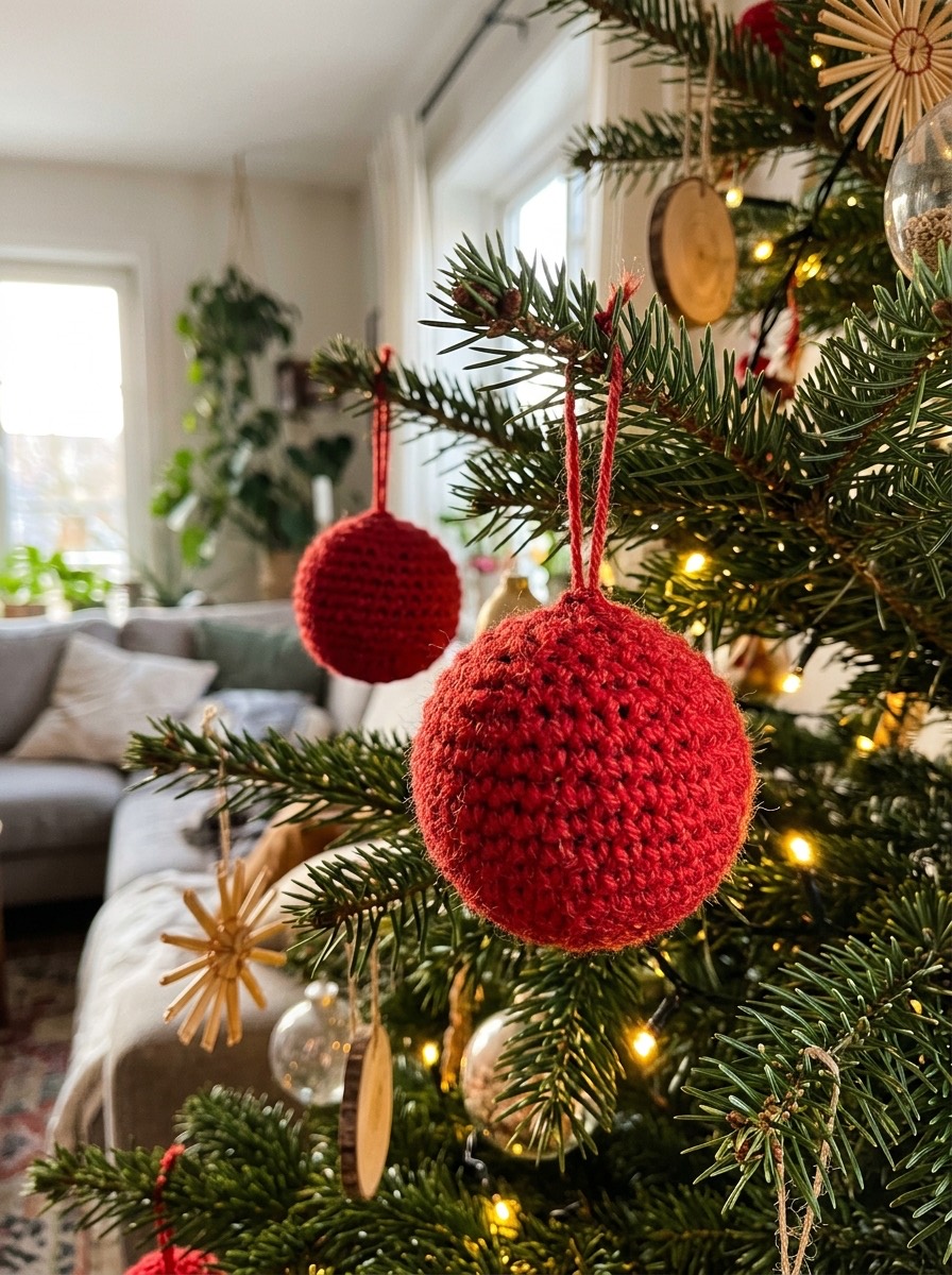 Ganchillo navideño: bolas de navidad tejidas