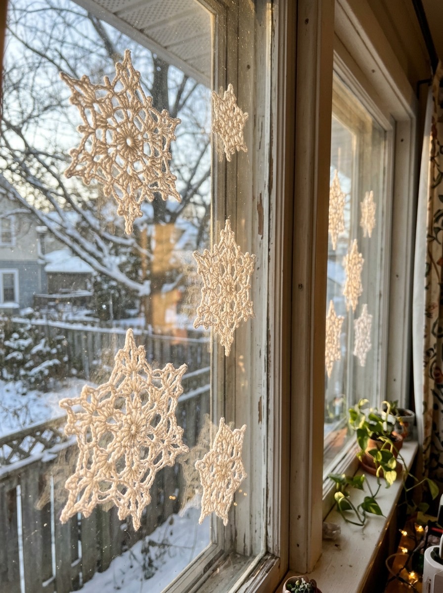 Ganchillo navideño: copos de nieve almidonados