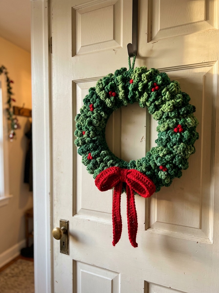 Ganchillo navideño: corona de ganchillo