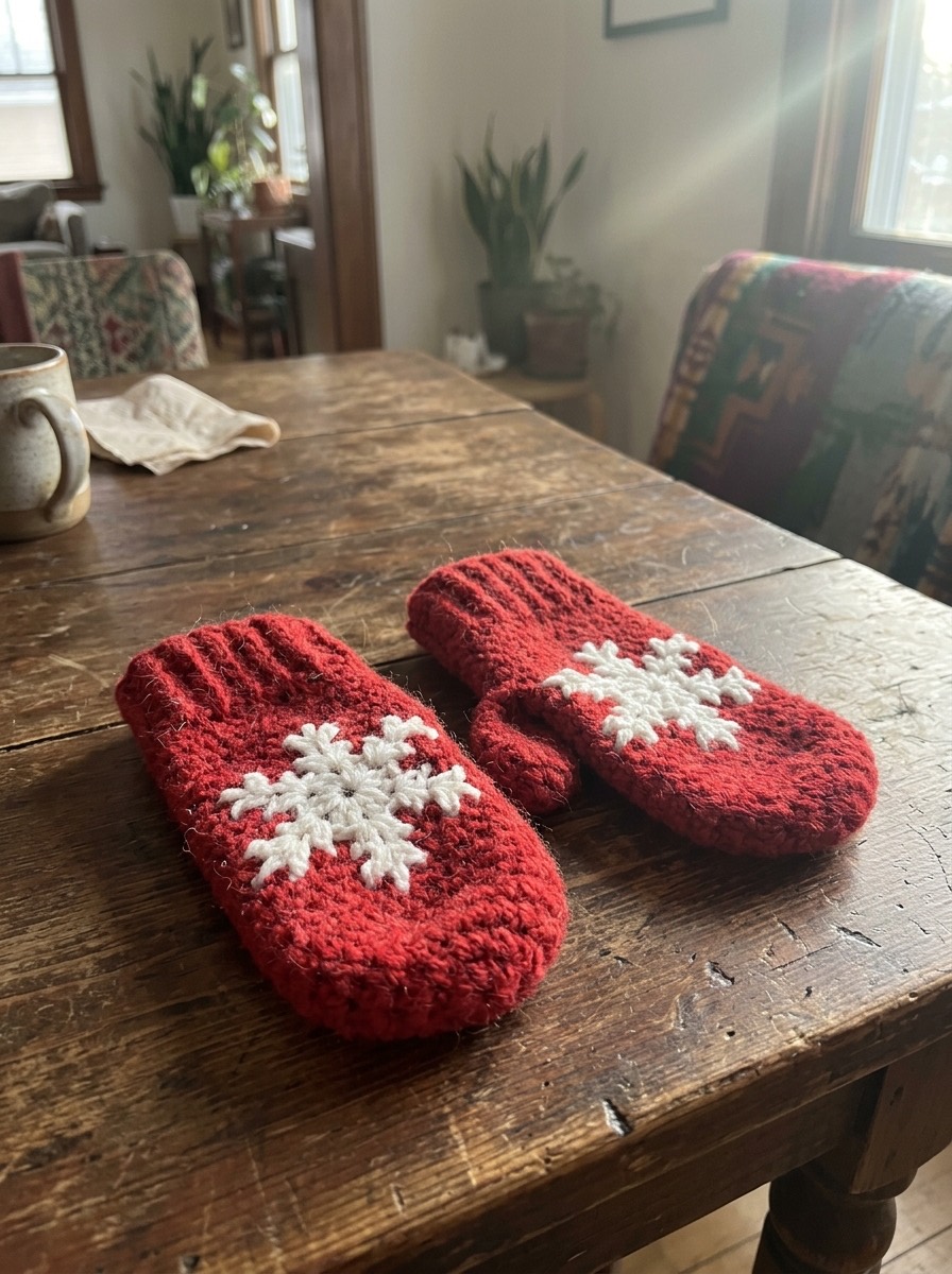 Ganchillo navideño: manoplas de ganchillo
