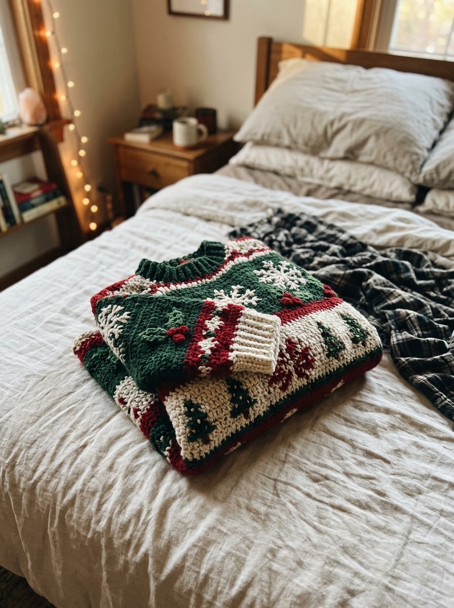 Ganchillo navideño: jersey de ganchillo con motivos navideños