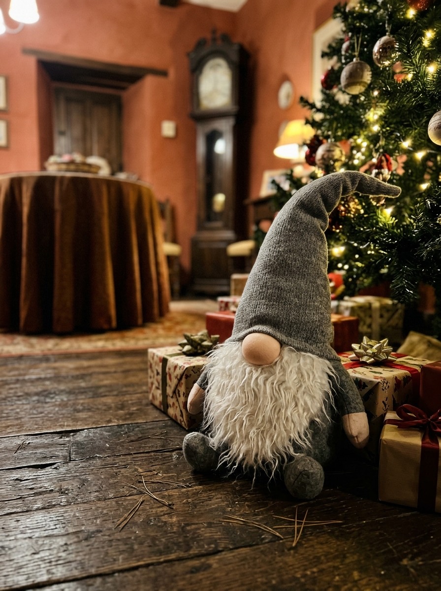 Gnomo navideño DIY: gnomo bajo el árbol de navidad