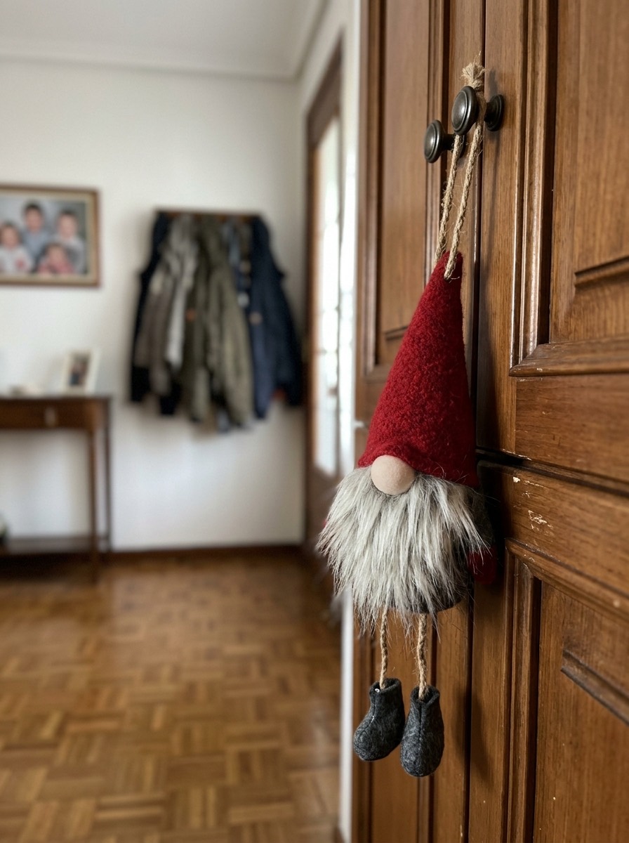 Gnomo navideño DIY: gnomo colgante para el armario