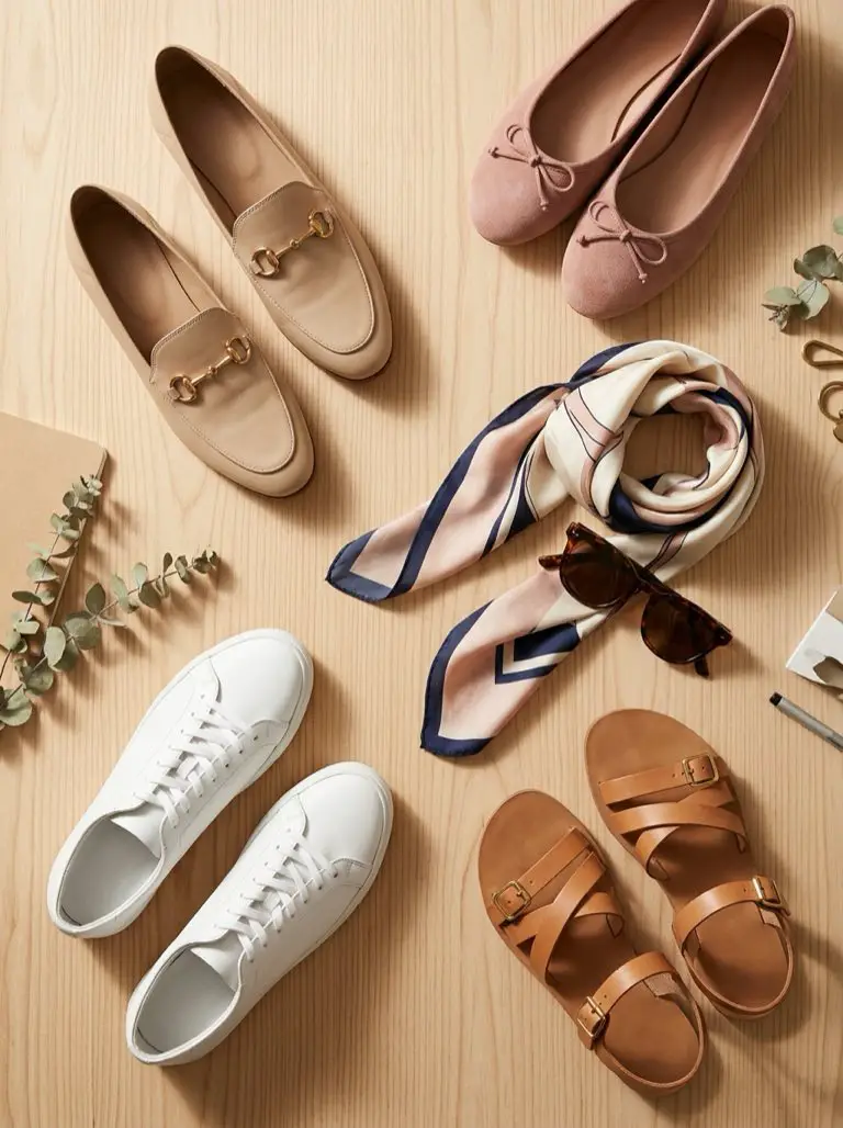 Zapatos cómodos y elegantes: mocasines, bailarinas, zapatillas blancas y sandalias planas