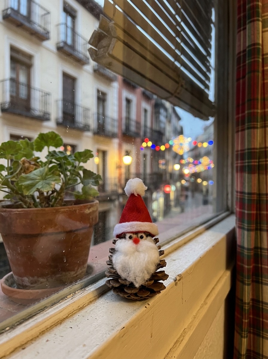 Manualidades con piñas para Navidad: papá noel hecho con una piña