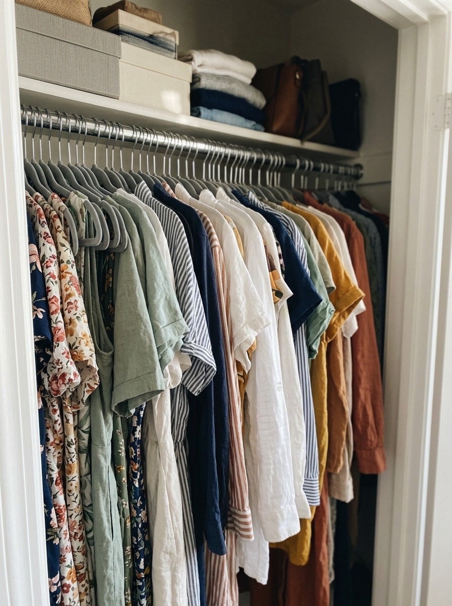 Idea para organizar el armario en invierno: perchas de terciopelo