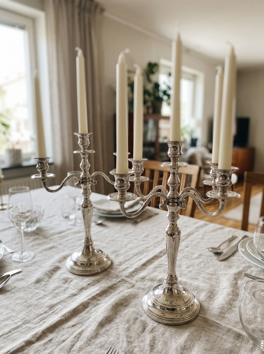 Truco de limpieza para la casa antes de Navidad: candelabros de plata limpios