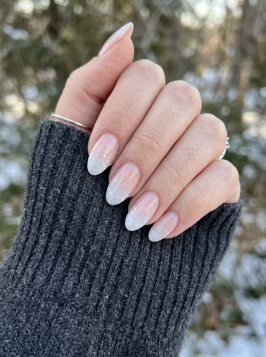 Uñas de diciembre: con degradado efecto nieve